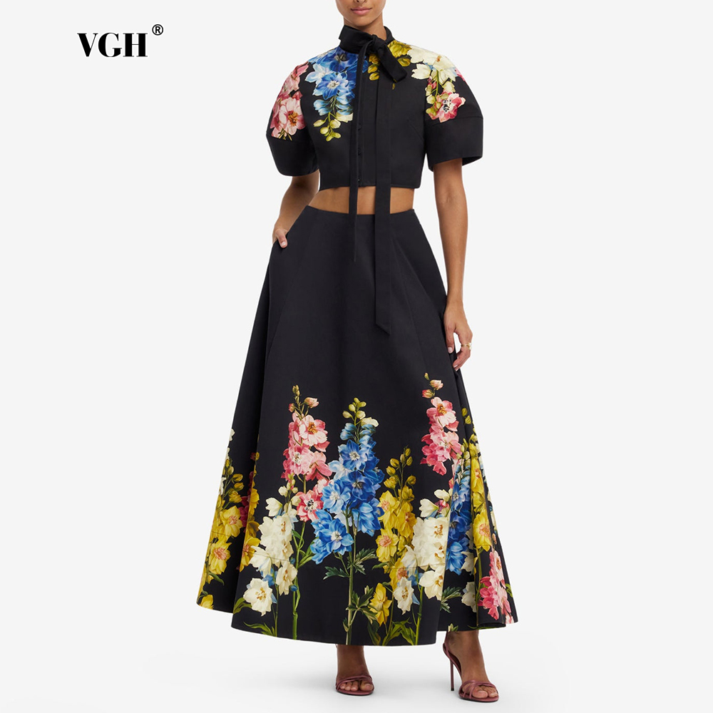 Midi Skirt Floral - VGH Elegante Bloemendruk Tweedelige Set voor